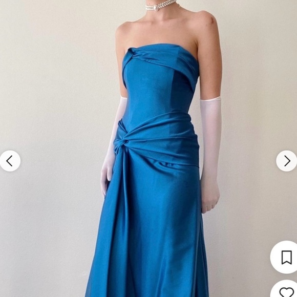Vintage Jessica McClintock Satin Strapless Gown - Picture 2 of 6
